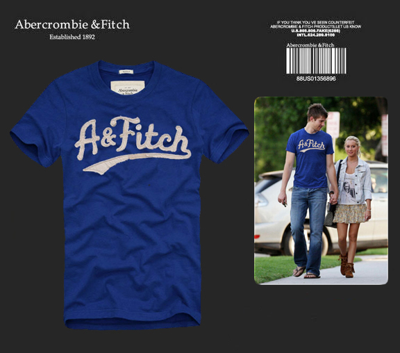 Abercrombie Fitch Hombres De Cuello Redondo Con Gente Fotos Corto Remera AF5627